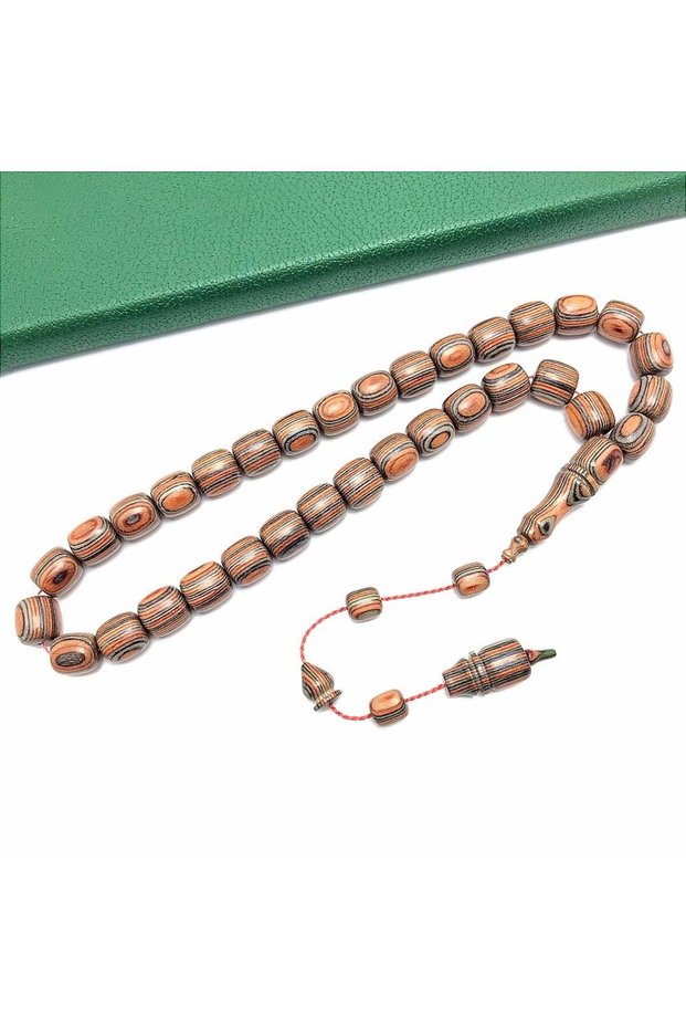 Large Size Cask Cut Orange Colored Camphor Wood Prayer Beads
