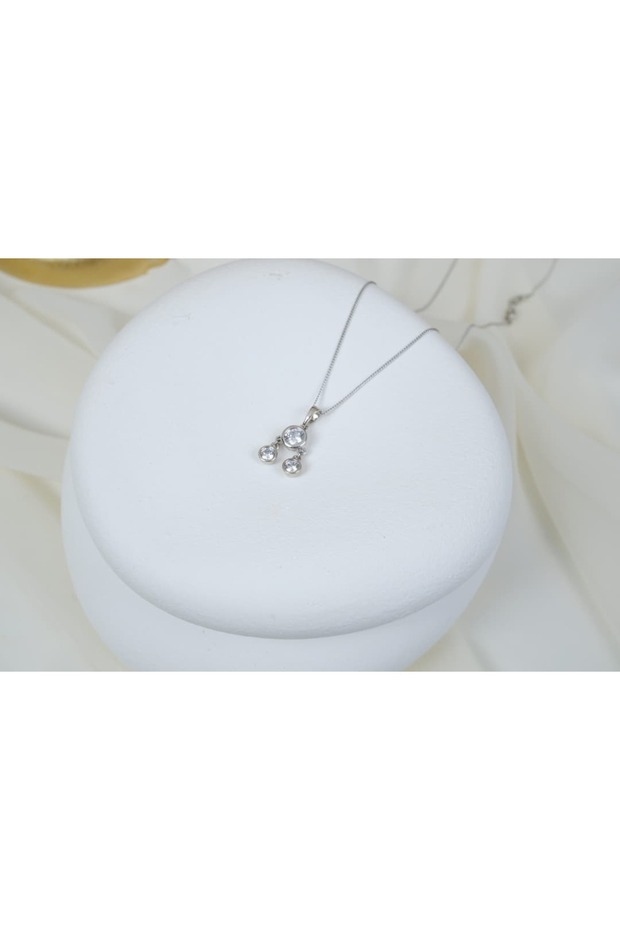 Mkol024 Zircon Stone Pendant Necklace Silver