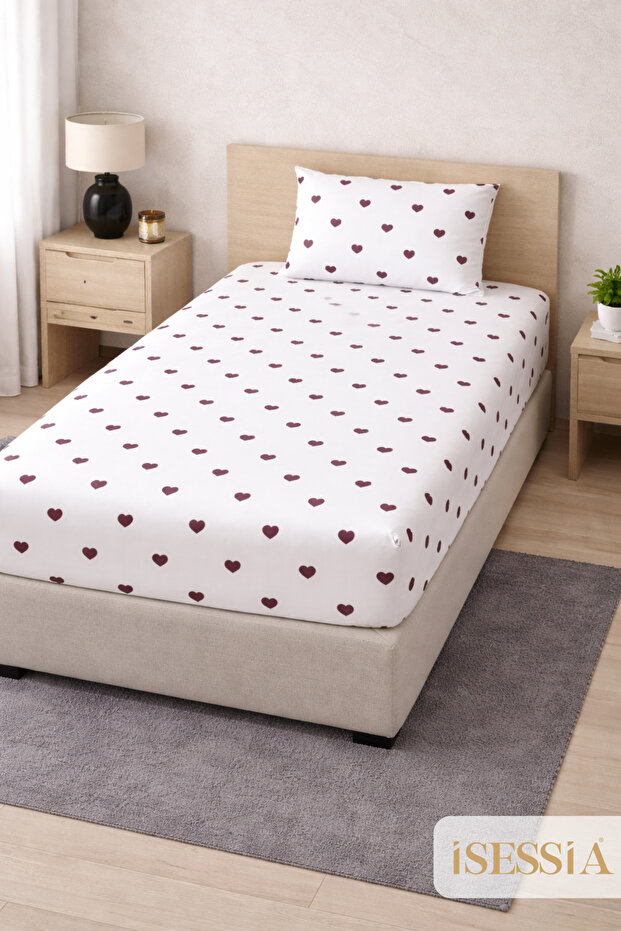 Allura Heart Single Fitted Sheet Set