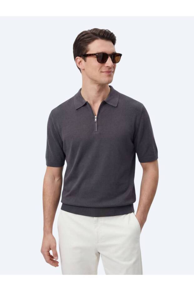 Antrasit Düz Örgü Triko - 1