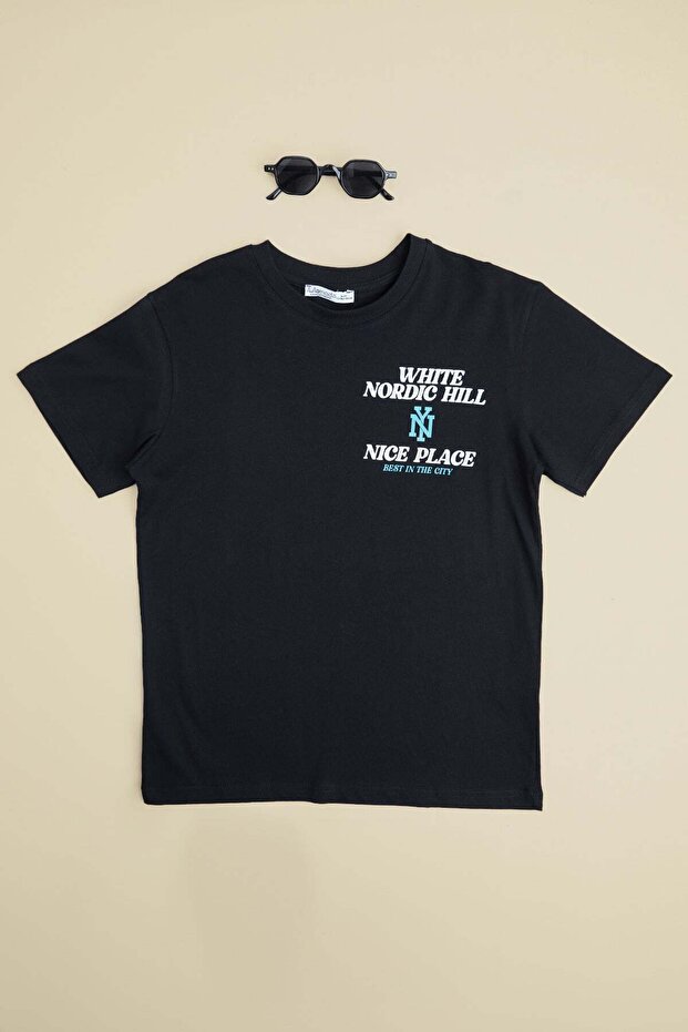 White Nordic Hill Summer Printed Boys' T-Shirt