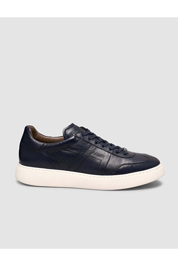 Rivavin 100% Leather Lace-Up Navy Blue Men's Sneaker