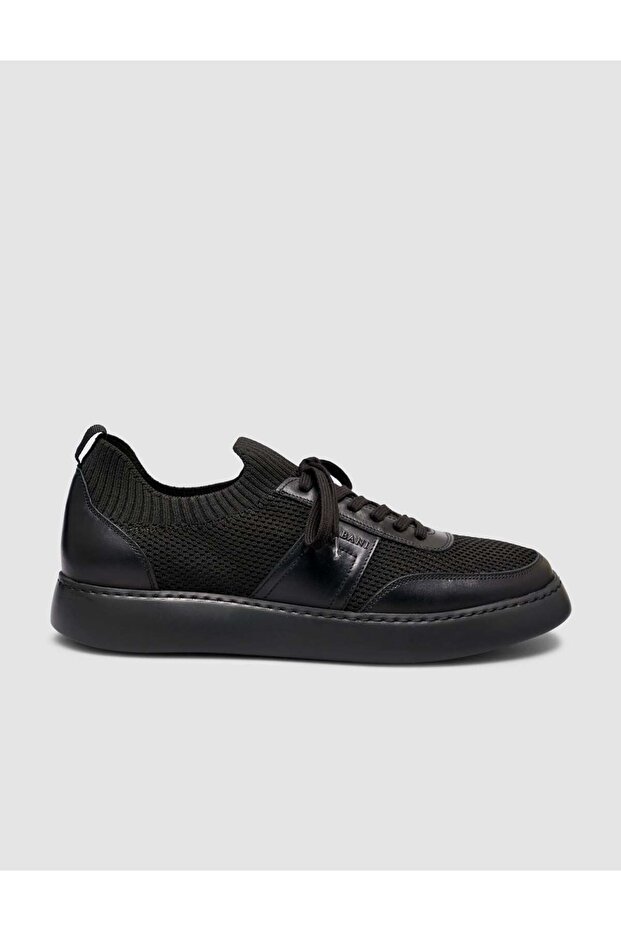 Men's Knitwear Detailed Casual Black Sneakers Shoes