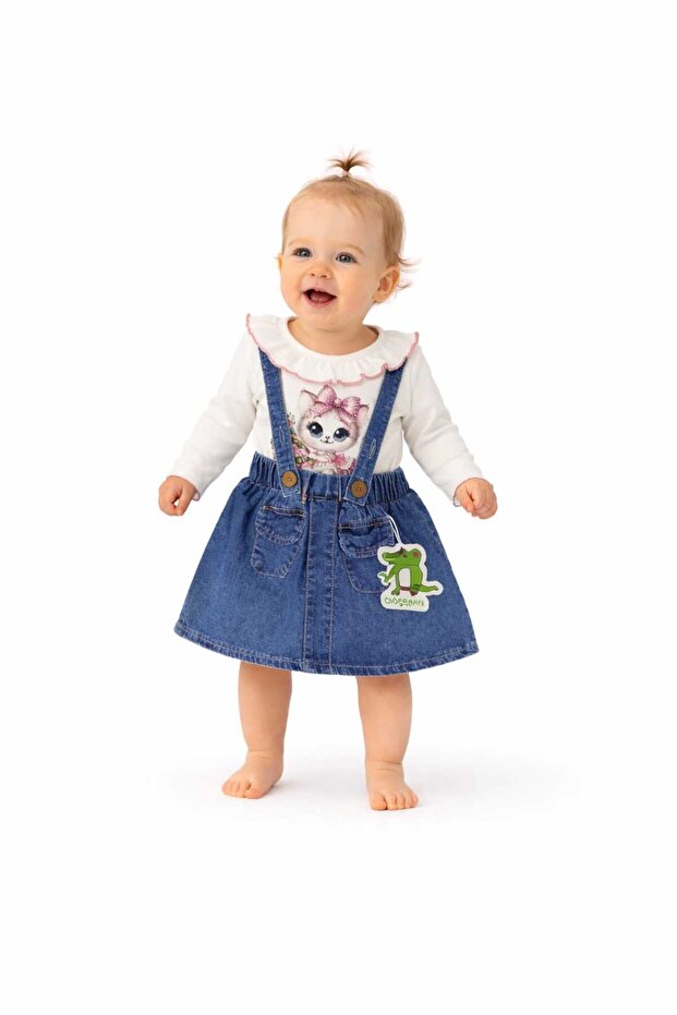 Girl's Jeans (Jeans) Strap Skirt Set (6/9/12/18) Months