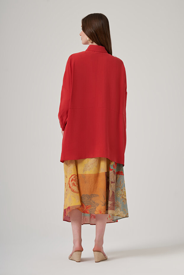 Oversized Basic Summer Shirt 3001 Red - 3