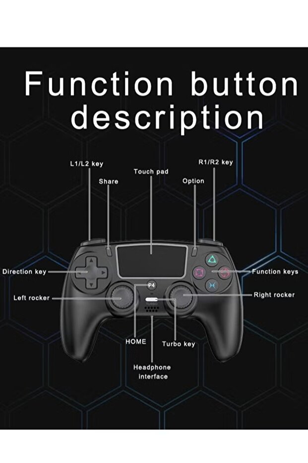 وحدة تحكم لاسلكية بتقنية البلوتوث - متوافقة مع PS4/Pro/Slim/PC، مزودة بخاصية الاهتزاز مزدوج ولوحة اللمس - 2
