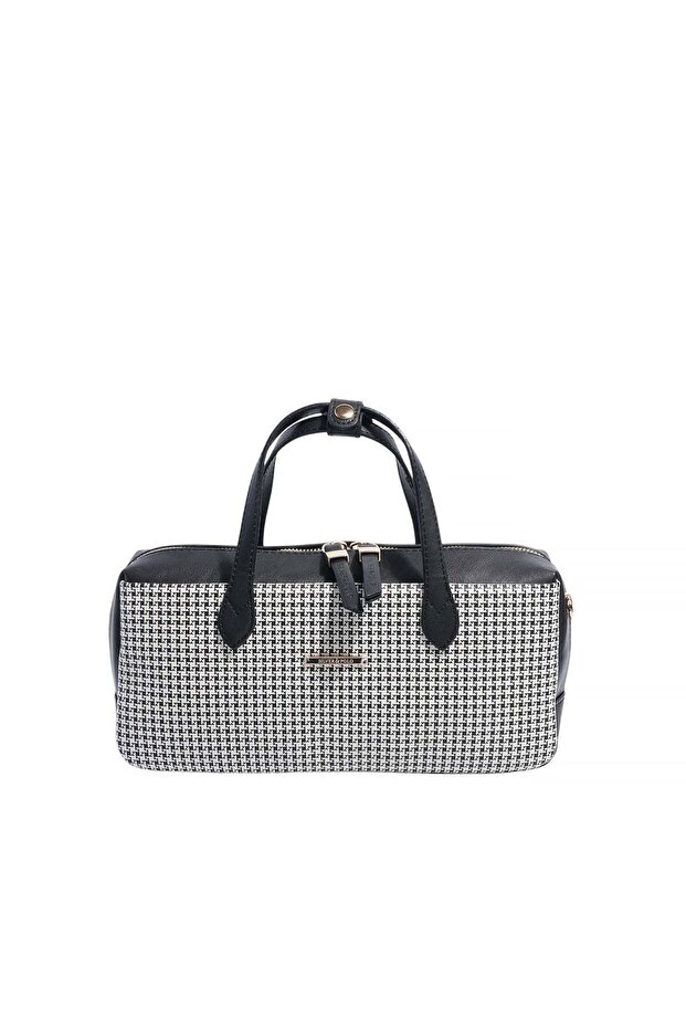 Black - Black Houndstooth Plaid Women's Handbag Sp1276