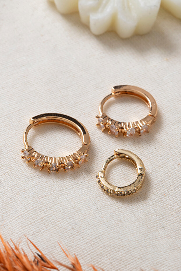 Women's Triple Waterway Hoop Earring Set