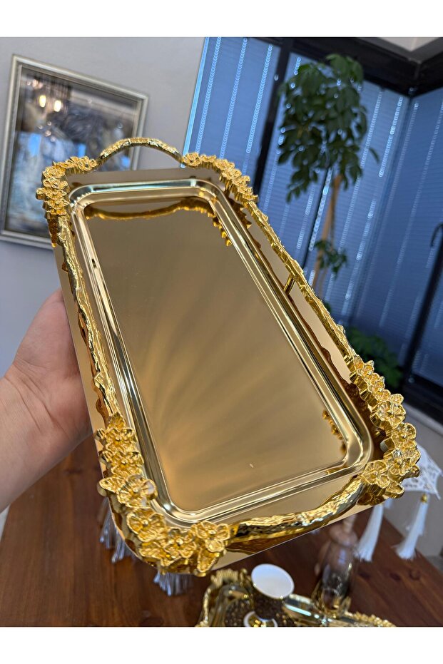 1 Piece Baton Japanese Rose Gold Presentation Tray & Coffee & Cake/Pastry Serving Tray 32cm