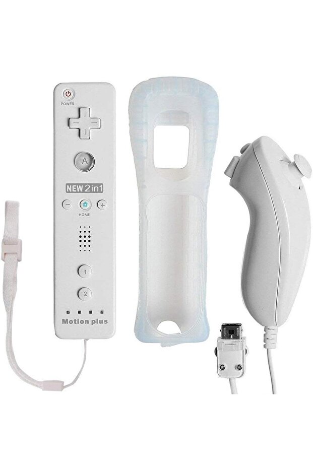 جهاز تحكم Wii Remote و Nunchuk 2 في 1، مزود بتقنية Motion Plus المدمجة، أبيض