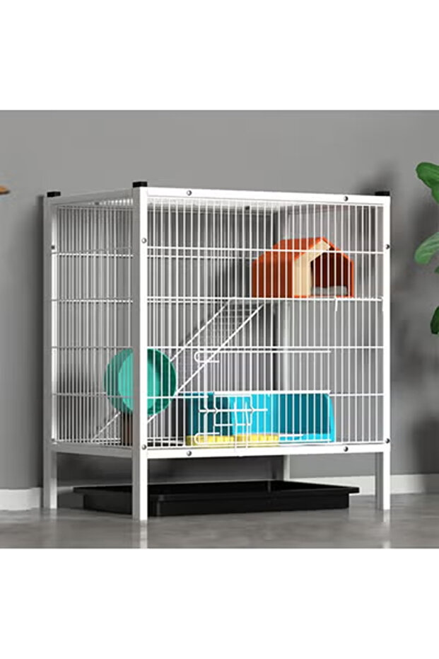 Spacious Indoor Square Pet Cage Metal Bird Cage with Pull-Out Tray
