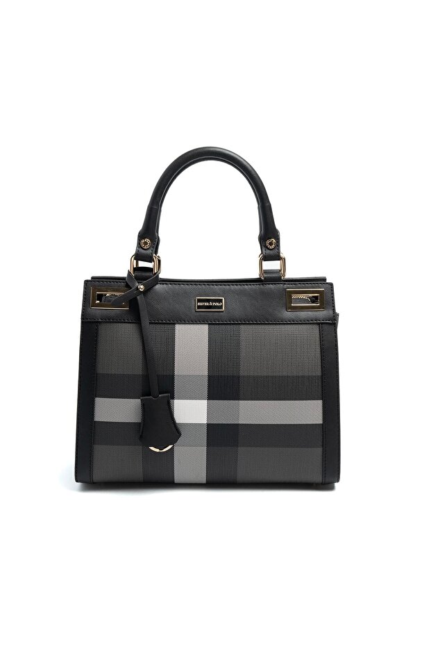 Black - Black Plaid Women's Handbag Sp1174