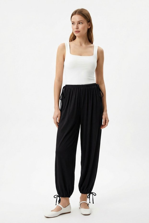 Black Side-Tie Pants 2869