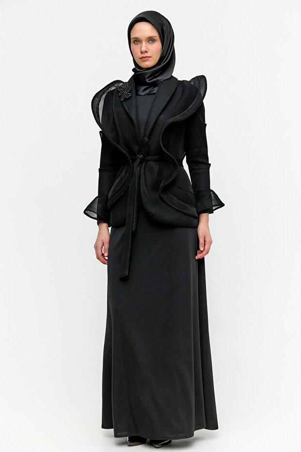 File Ceketli Abiye Elbise - 1