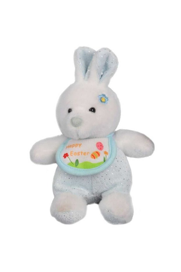 Iepuraș de pluș albastru de Paște cu inscripția „Happy Easter”