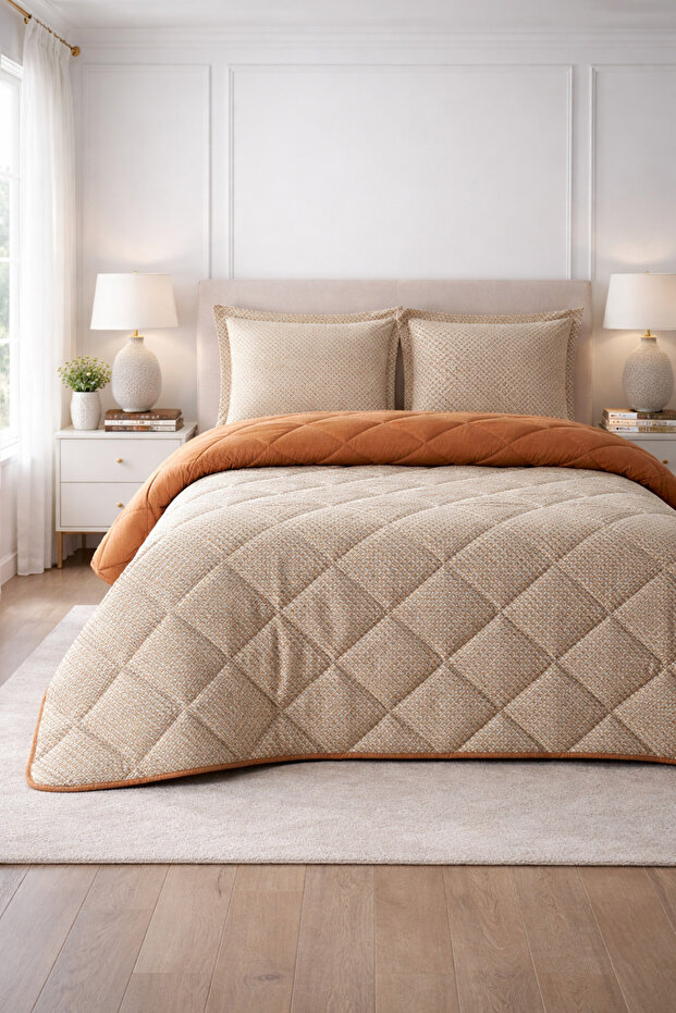 BED LİNE Sensity Uyku Seti Çift Kişilik Cleo Terakota