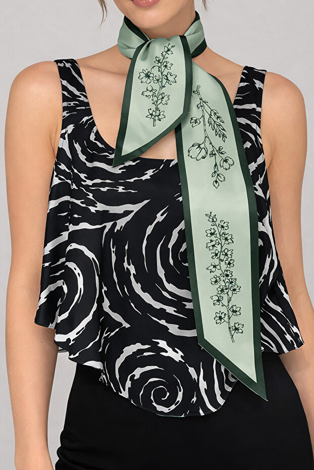 Choose Your Style Ada Bahçesi Patterned Green Tie / Scarf / Foulard 105X9 cm