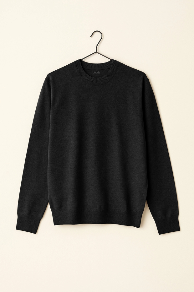 Men's Crew Neck Regular Fit Sweatshirt Black Cd118