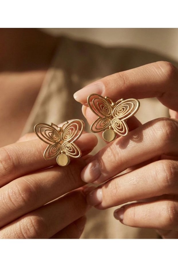 Masumiyet Füsun Earring Gold Plated – Vintage Butterfly Earring