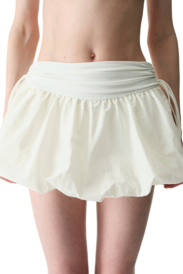 Beyaz Balon Şort Etek - 2