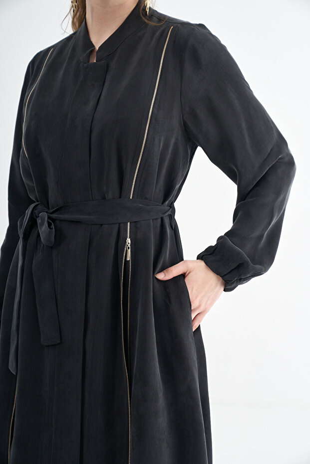 Fermuar Detaylı Pardesü - 6