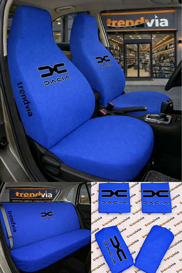 Dacia (New) Logo Auto Seat Cover Front Rear Set – Combed Cotton Universal Seat Protector Service Cover
