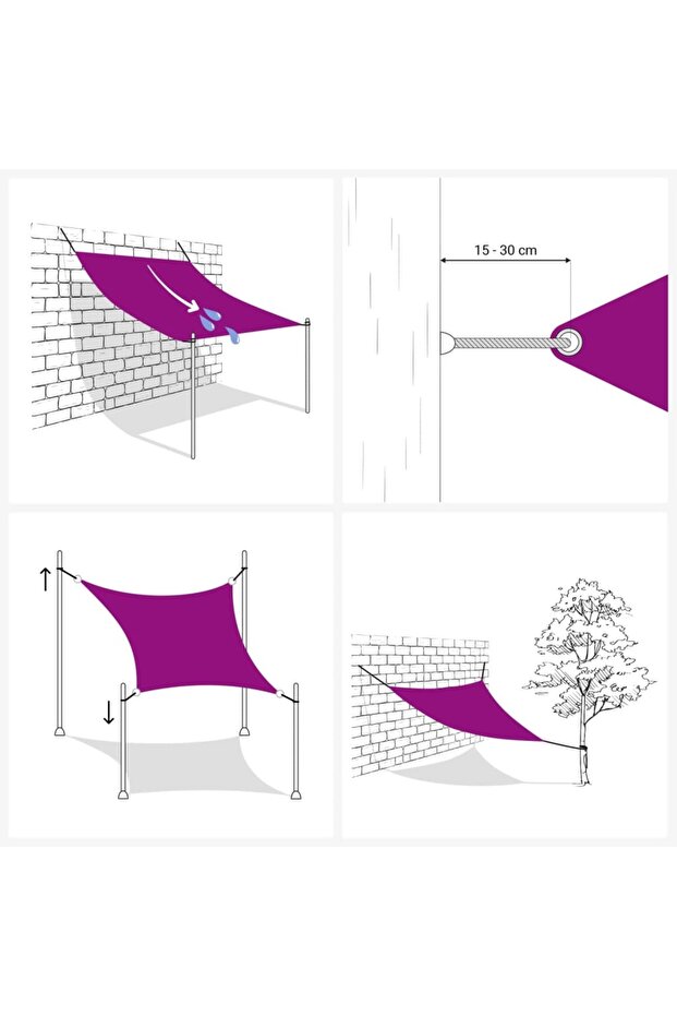 Sunshade, yellow, 3x6 m, oxford fabric, rectangular - 3