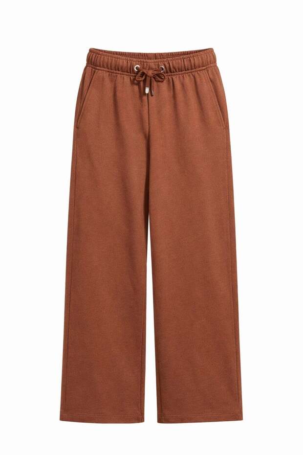 2071 Women's Elastic Waist Lace-Up Palazzo Wide Leg Trousers Tile