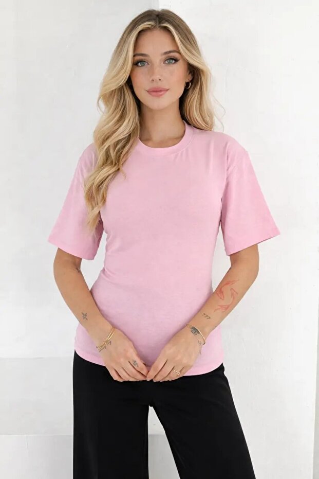 Tie-Dye Detailed Short Sleeve T-Shirt Pink