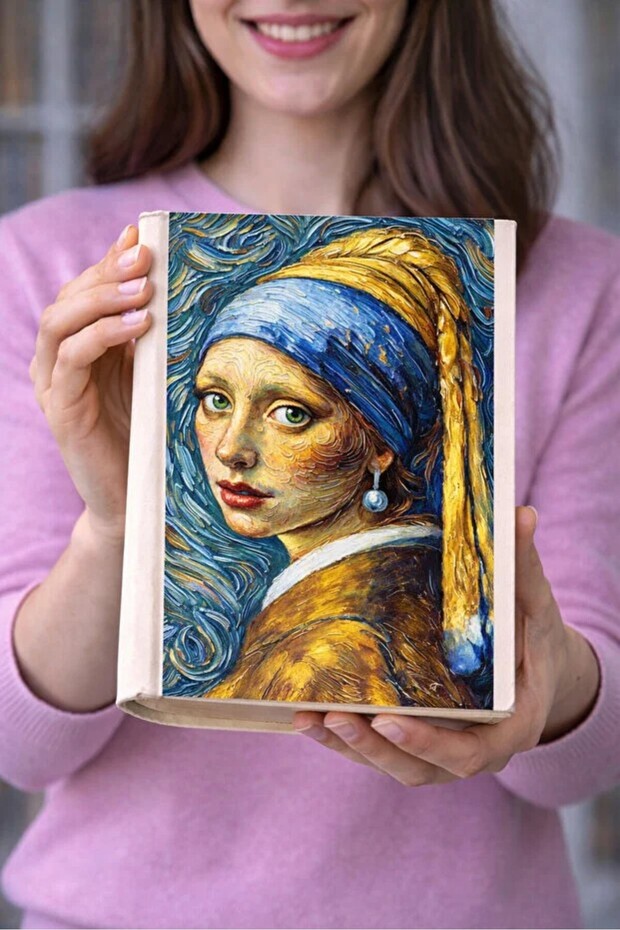 Girl with Pearl Earring Themed Cloth Book Cover – Printed Fabric Book Cover, Book Protector