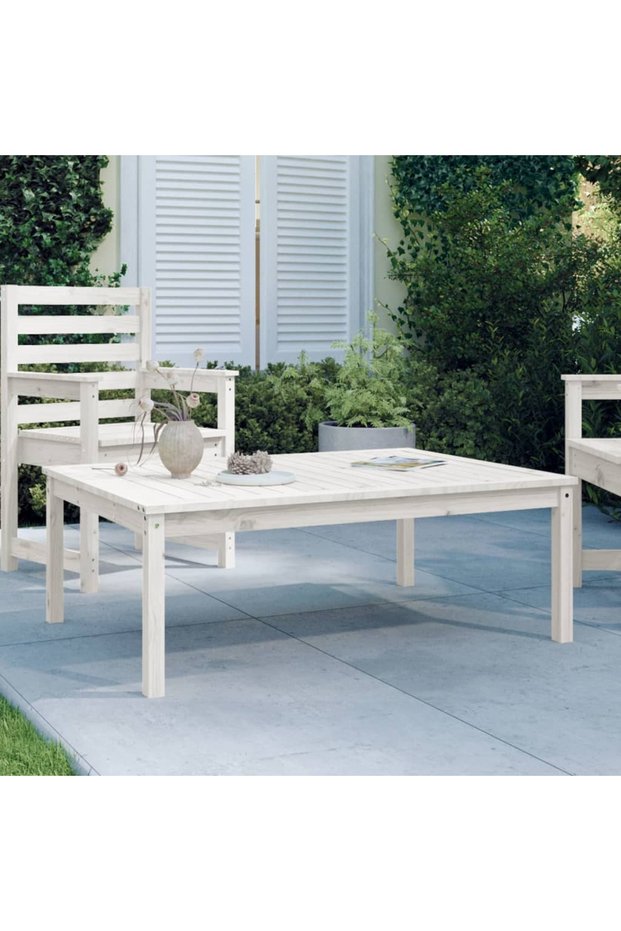 Garden table, white, 121x82.5x45 cm, solid pine wood