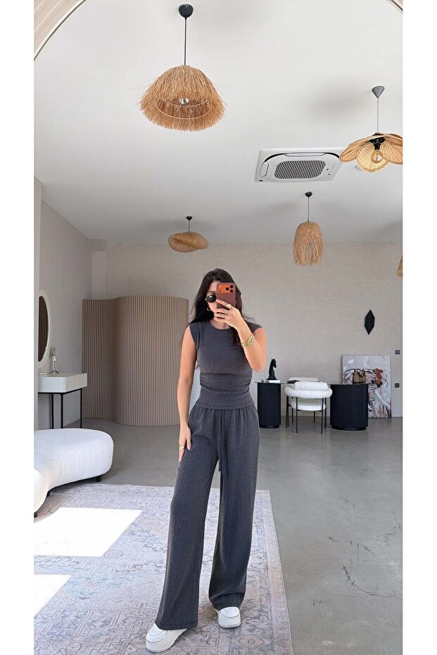 Anthracite Ruched Detail Bürümcük Set