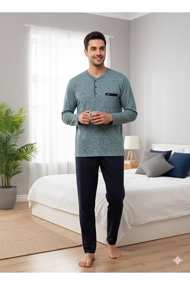 Interlock Three Button Men's Pajama Set 334 - 1