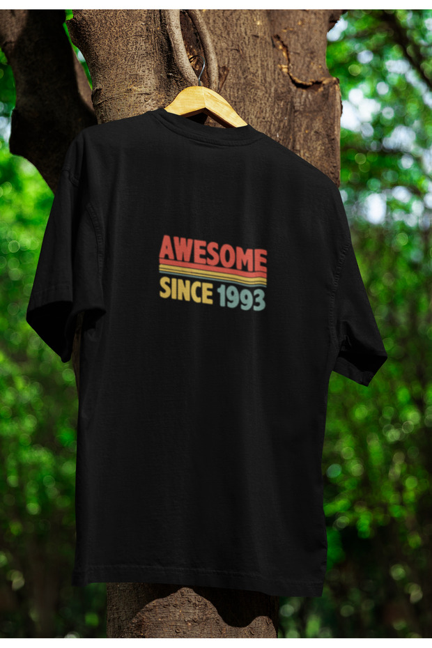 Awesome since 1993 Printed Crewneck Pa Cotton Ov Oversized Alip Short Sleeve Unisex Tshirt