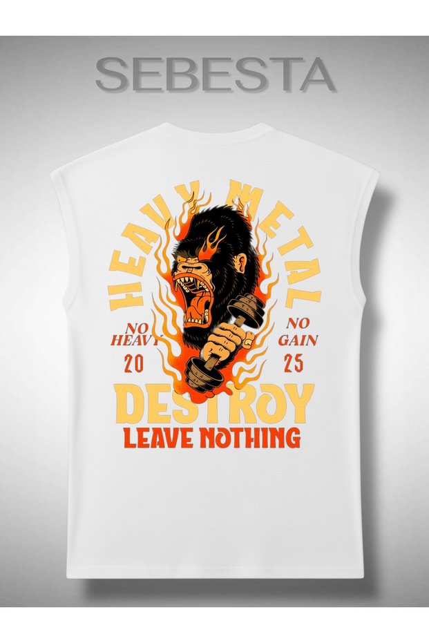Heavy Metal Printed Cotton Lu 0 Yaka Premium Oversized Sportsman Top