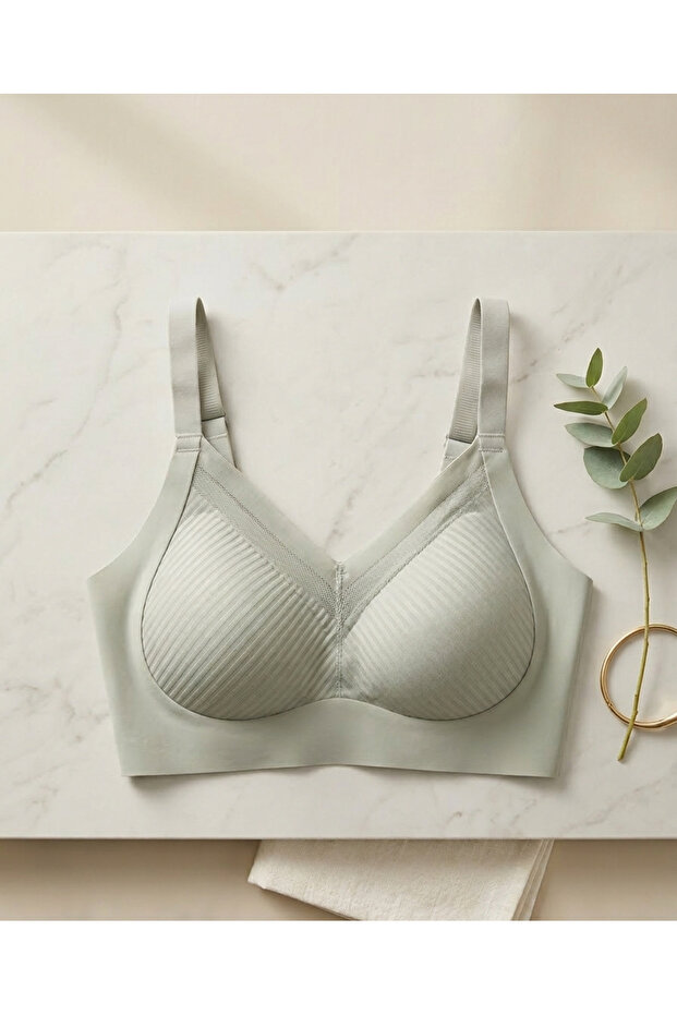 Gray Combed Cotton Bra - 1