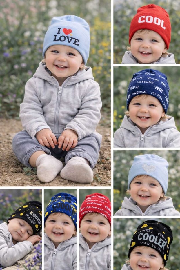 4 Pieces of Surprise Mixed Baby Kids Combed Cotton Beanies (Package Includes Mixed Colors and Sizes for Ages 1-4)