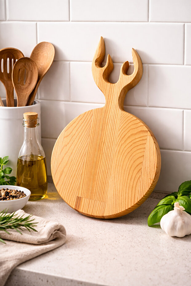 Natural Wooden Deer Handle Presentation & Cutting Board