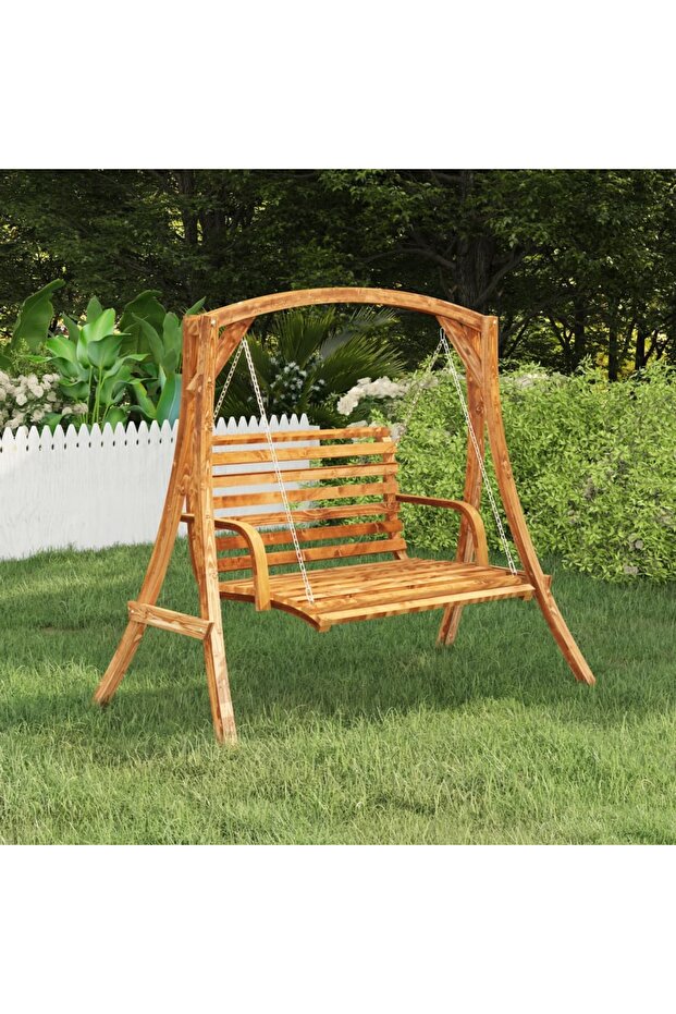 Swing frame, curved solid wood with teak finish - 1