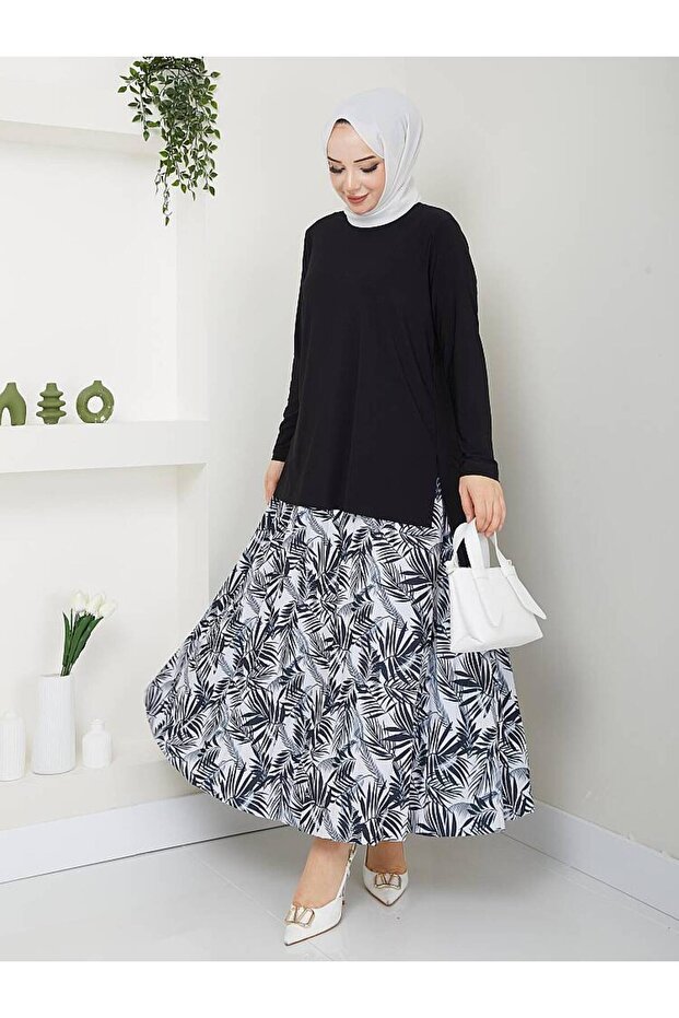 Palmiye Pattern Sandy Skirt Set - 3