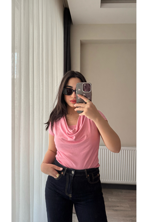 Women's Pink Degaje Collar Soft Blouse, Pack of Cotton