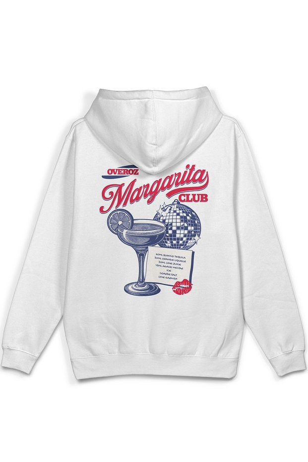 Barmen Margarita Sırt Printed Hooded Yarı Oversized Sweatshirt White Hoodie 1421