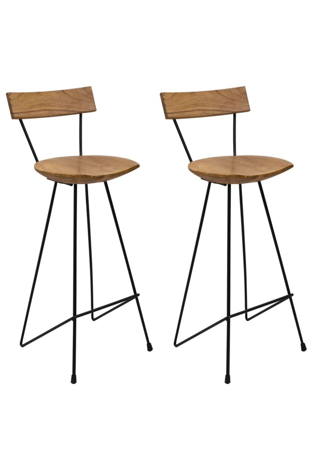Bar stools, 2 pcs., solid teak wood