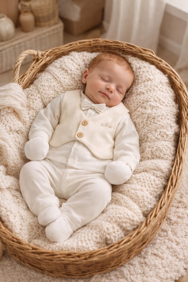 5-Piece Newborn Hospital Release Set with Bow Tie/Baby Boy Zibin Set/Mevlüt Set