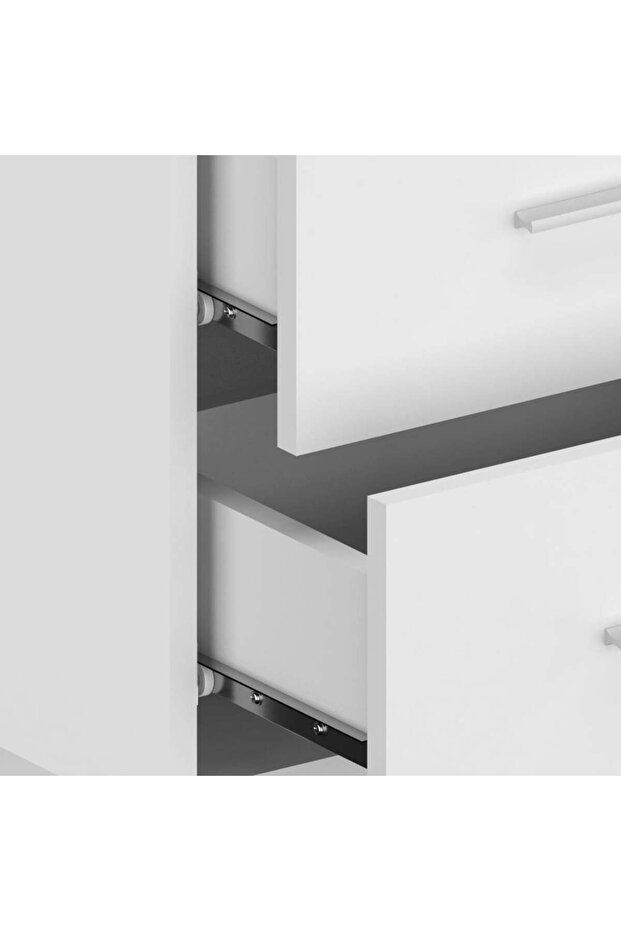 Headboard with cabinets, white, processed wood - 6