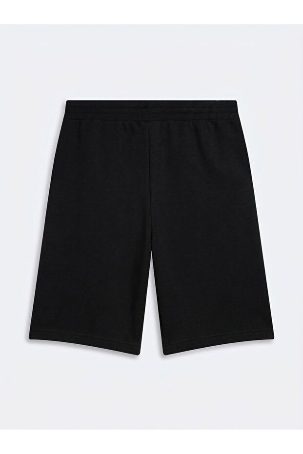 Rahat Kesim Kısa Esnek Örme Siyah Şort - 2