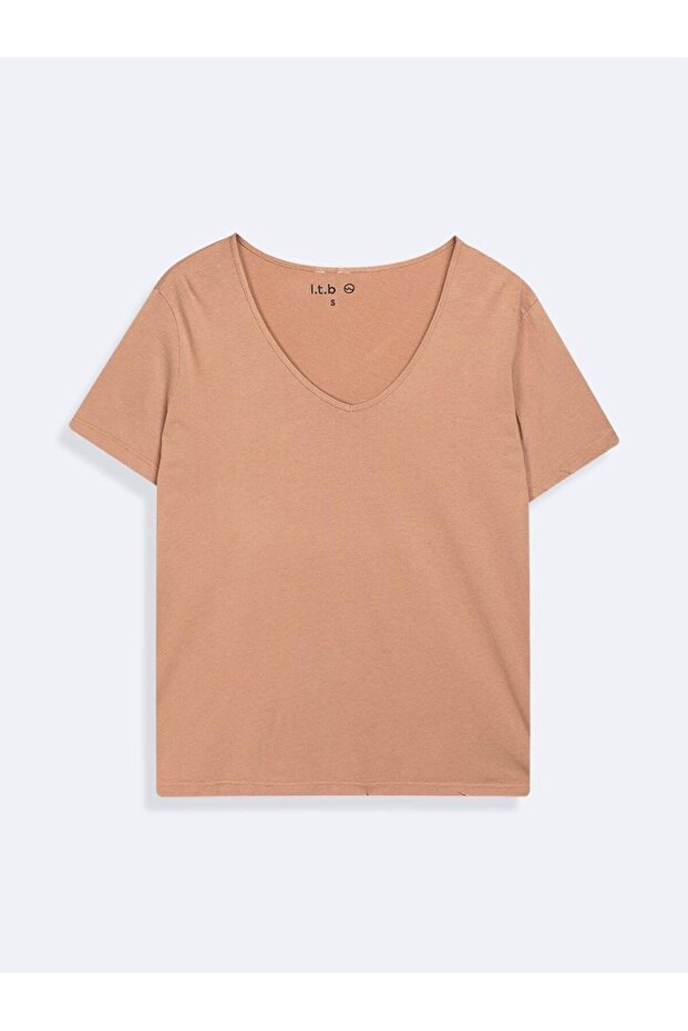 V Yaka Basic Lacivert T-shırt - 4