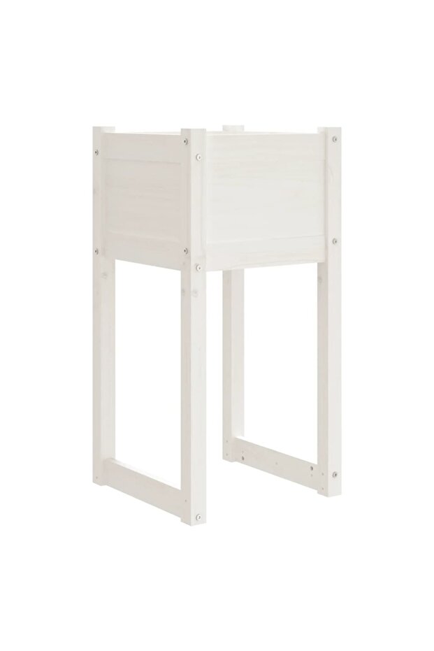 Planter, white, 40x40x81 cm, solid pine wood - 2