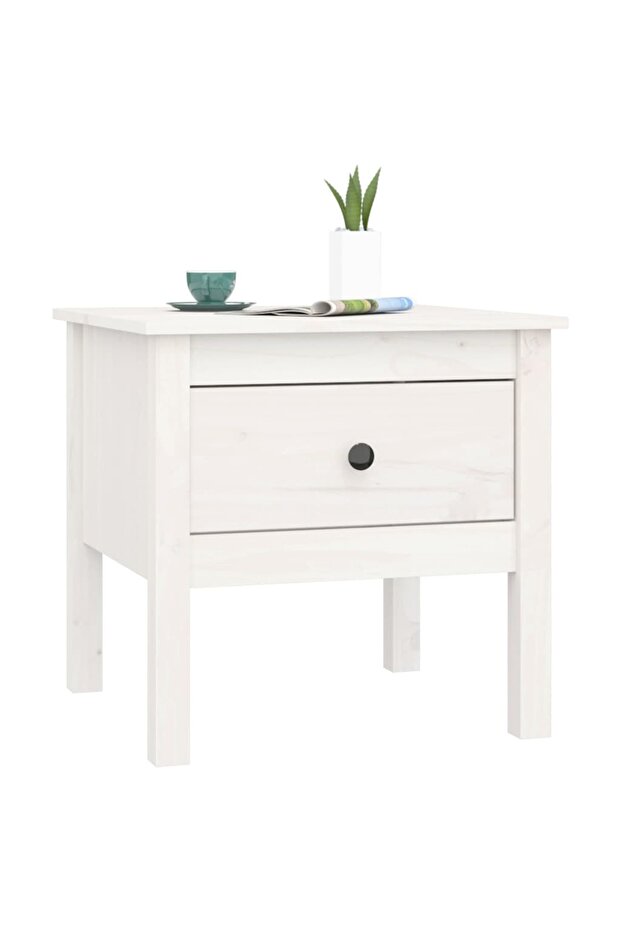 Side tables, 2 pcs., white, 50x50x49 cm, solid pine wood - 6