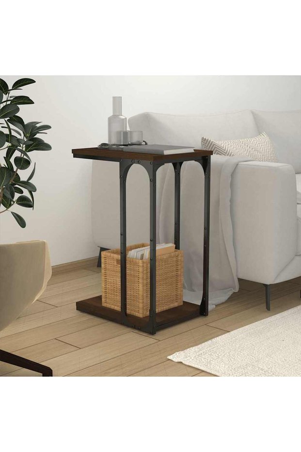 Side table, brown oak, 40x30x60 cm, processed wood